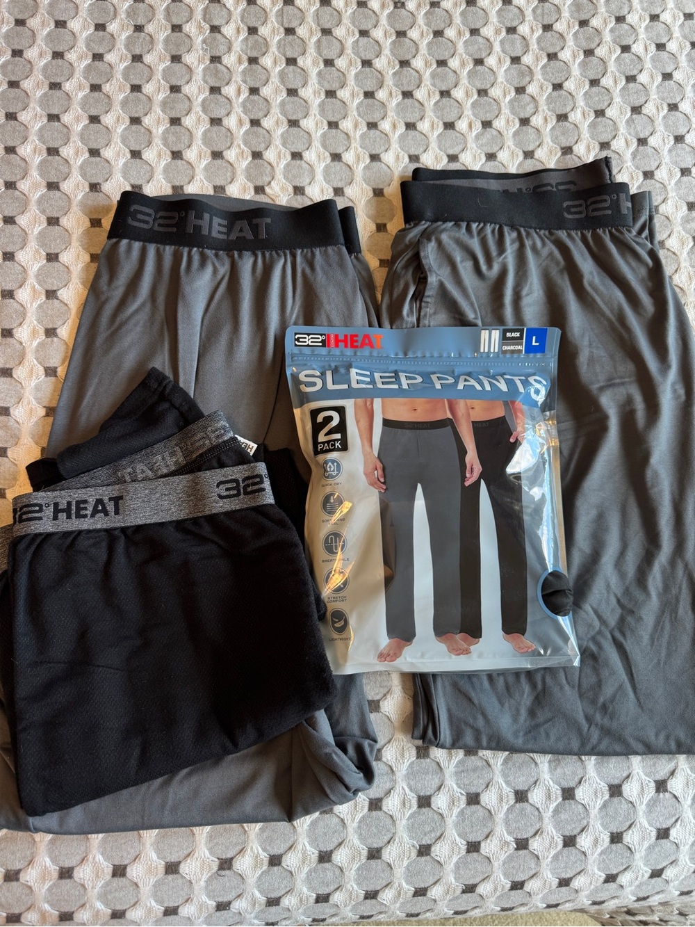 32°Heat Men's Gray Sleep Pants - L, 5-pack